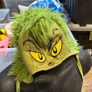 Dr. Seuss Grinch Green Fuzzy Character Hat with Yellow Eyes